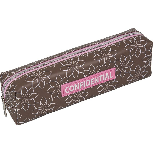 Пенал "deVENTE. Confidential" 21x5x4,5 см, прямоуг.для 30 пр.матовая иск.кожа с дизайном, на молнии
