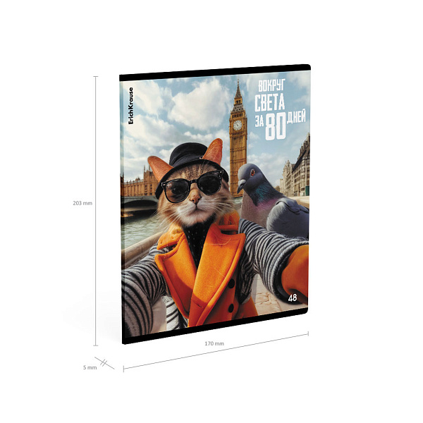 Тетрадь 48 листов в клетку "CatVoyage", глянцевая ламинация ErichKrause  _MIX-PACK 