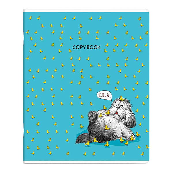 Тетрадь, 48 л, клетка, арт. / 5 ПЁС УЧЁНЫЙ мягкий переплёт (2 скобы), обложка - выборочный ТВИН лак, мелованный картон 190 г/м², Упаковка Ассорти/
