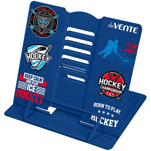 Подставка для книг метал. 15,4x15,2 см "deVENTE. Hockey" окрашенная, вес 235 г, с противоскользящими ножками, синяя, с полноцветным рисунком, в пластиковом пакете с европодвесом
