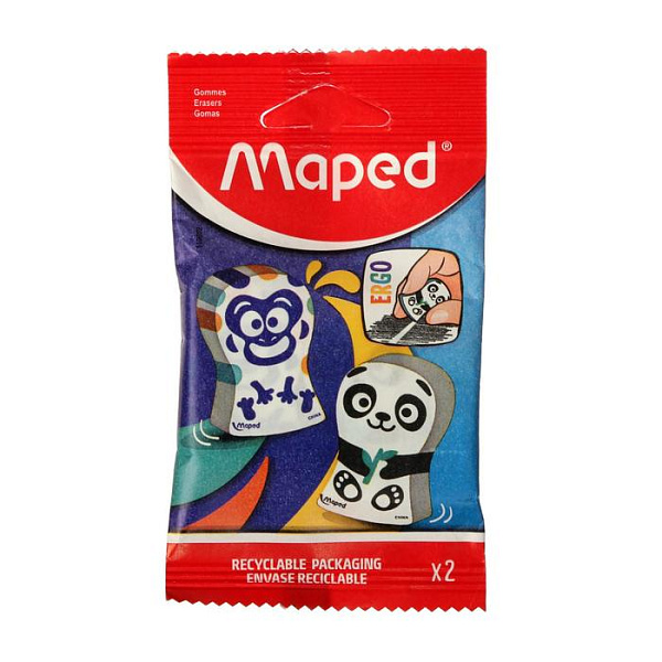 Ластик фигурный Maped ERGO FUN MULTI COLOR эргоном. ассорти, 2 шт. в пакете с подве