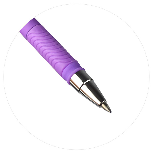 Ручка со стираемыми чернилами "ТЕГИ" (ПВХ тубус, 7x152 мм, цвет корпуса: фиолетовый, черный, материал корпуса: АБС-пластика с добавлением САН-пластика, покрытие кор