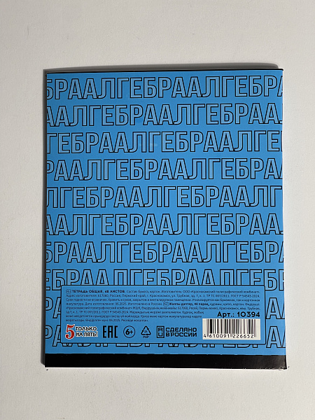 Тетрадь предметная 48 листов "Фразочки" Алгебра, со справочным материалом, обложка мелованный картон, блок офсет