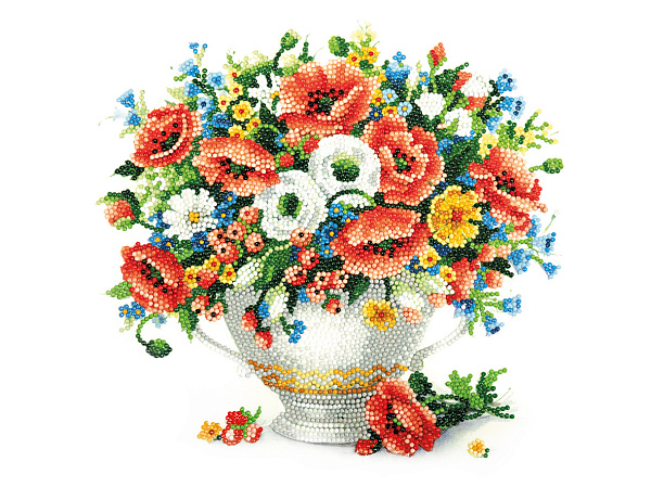 Алмазная мозаика 30*40 "ФРЕЯ" "Маки и незабудки" на подрамнике