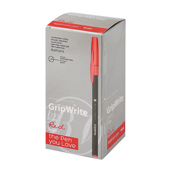 Ручка шариковая 0,7 мм "GripWrite Grey" КРАСНАЯ