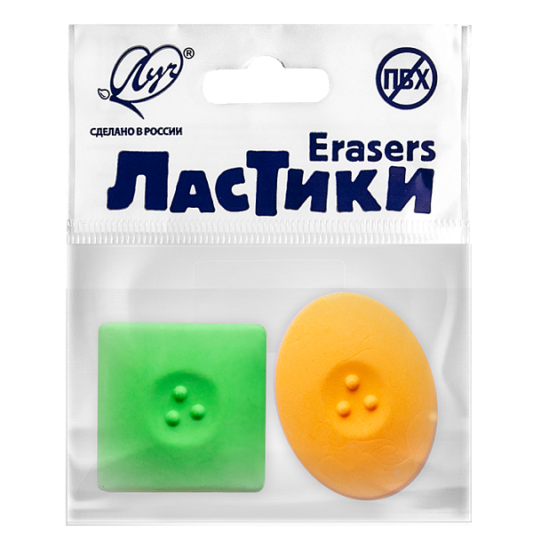 Ластик фигурный флуоресцентный «Геометрия», набор 2 шт Луч