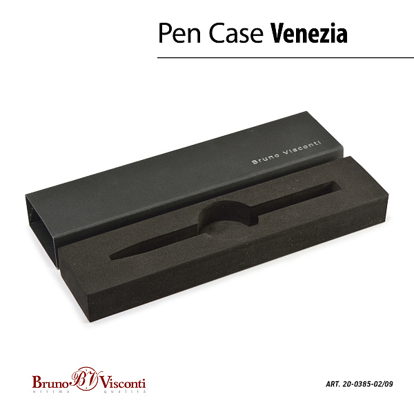 Ручка "VENEZIA CLASSICO" в подарочном футляре, 1,0 ММ, СИНЯЯ (корпус коричн, футляр черный)