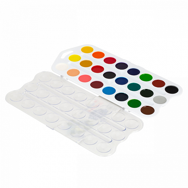 Акварель 24 цвета "Я-Художник!" без кисти, пластиковый пенал с европодвесом