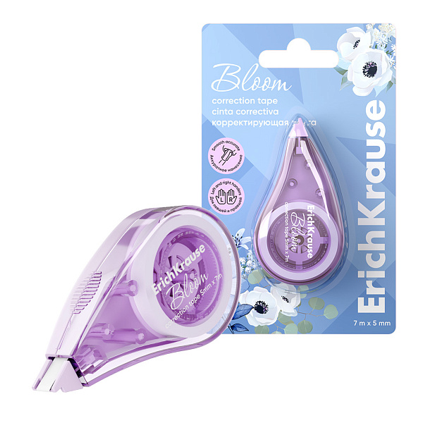 Корректир. лента 5мм х 7м ErichKrause Pastel Bloom, ассорти (в блистере)