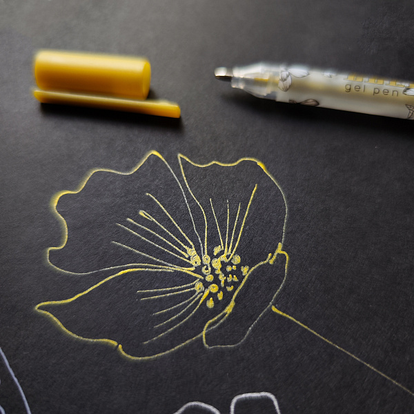 Набор ручек гелевых  3 шт. "Sketch&Art "Uni Write.GOLD/SILVER/WHITE", 0.8 мм,