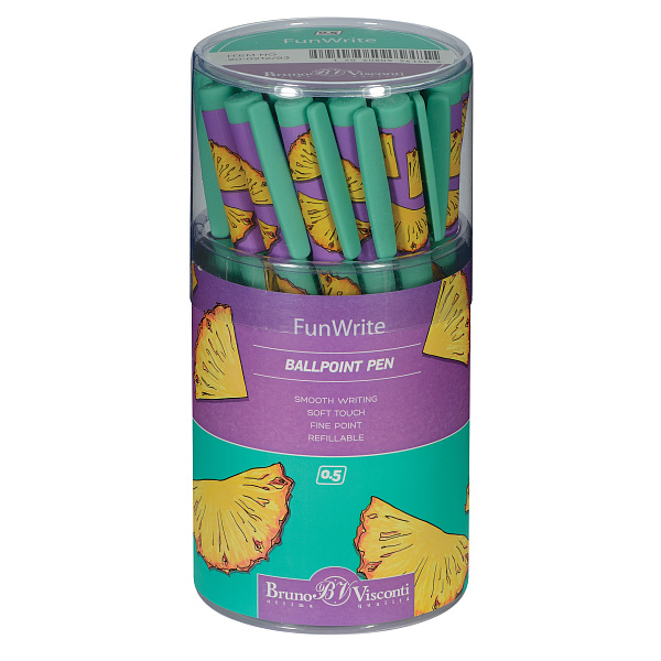 Ручка шариковая 0,5 мм "FunWrite. Fresh & fruity. Ананас" СИНЯЯ