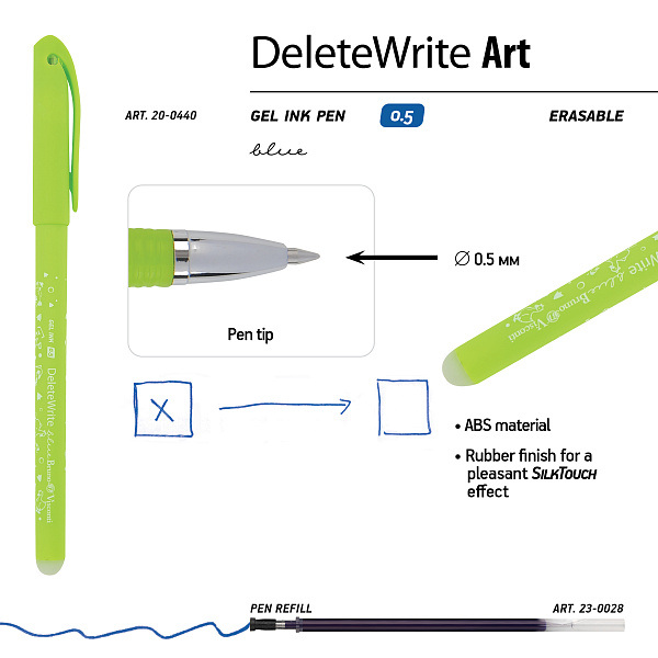 Ручка со стираемыми чернилами "DeleteWrite Art. Гуси" СИНЯЯ 0,5 мм (3 цвета корпуса)