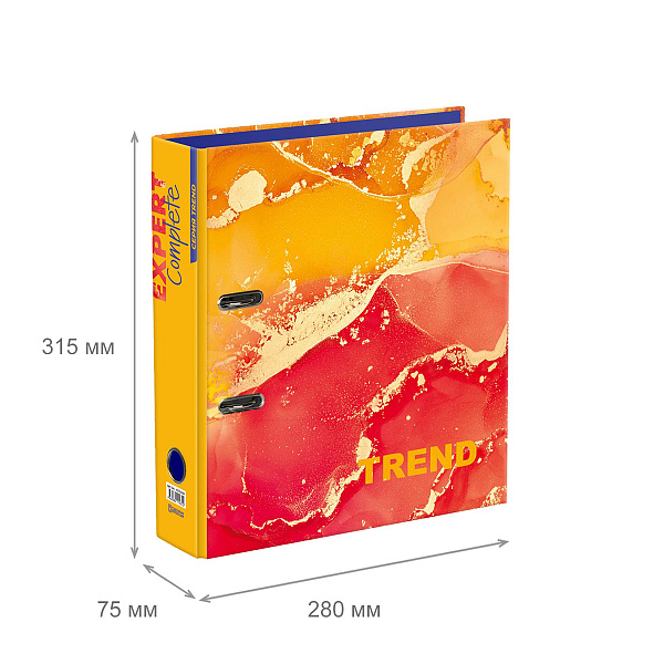 Папка-регистратор 75 мм ламинир. "Expert Complete" "Marbling" Trend A4 арочный механ. глянцевый оранжевый EC751703