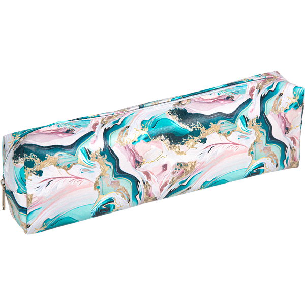 Пенал "Attomex. Marble" 20x7x3,5 см прямоугольный, износостойкая искусственная кожа с рисунком, отделение на молнии, прямоугольной формы для 50 предметов, ассорти 2 дизайна, полноцветная печать