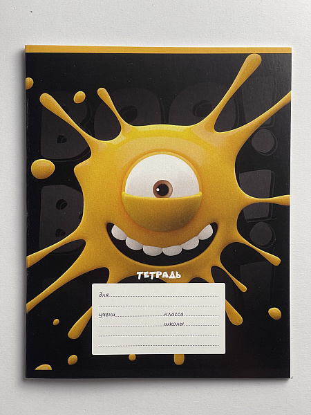 Тетрадь 12 листов в клетку обложка из мелованного картона (200г/м2), блок офсет (92%, 60г/м2), микс 5 видов