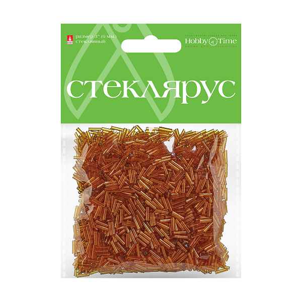 Стеклярус прозрачный, 6 мм, 60 гр, ЗОЛОТОЙ, №2