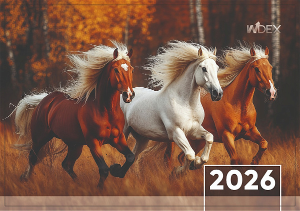 Календарь 2026г 3х-блоч. 295*660 мм INDEX Символ года1, на 3-х пружинах, складной с курсором,пикколо