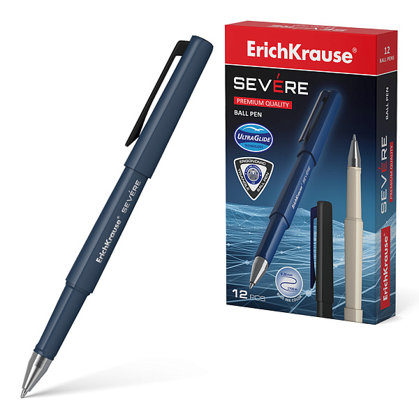 Ручка шариковая ErichKrause® СИНЯЯ,Severe, Ultra Glide Technology, (в коробке по 12 шт.)