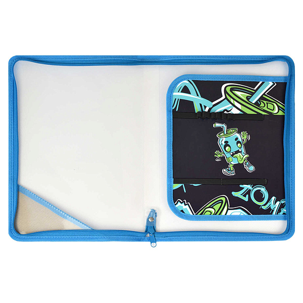 Папка для уроков труда пластиковая арт. / 12 ЗОМБО БАНКА (полипропилен, формат А4, 22.8x32.8 см, 1 отделение (-я), молния, внутренний разделитель с эластичными держателями для канцелярских принад
