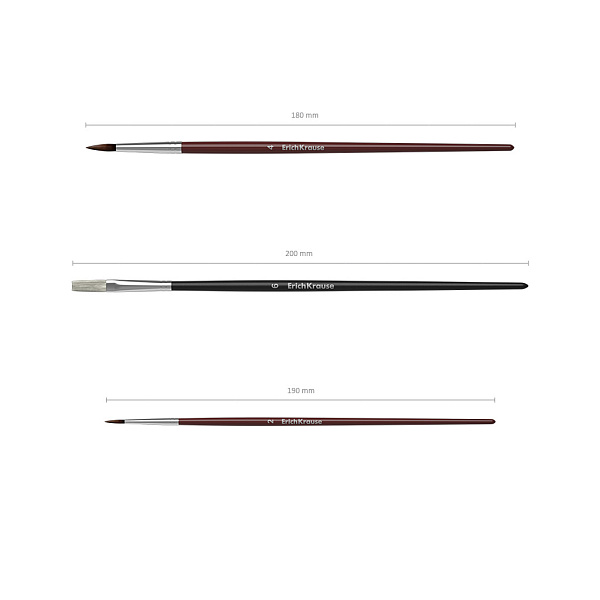 Набор кистей 3 шт. "ErichKrause для акварели и гуаши, пони и щетина, (в полибеге с европодвесом)