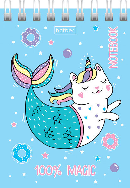 Блокнот А7 60 л. кл. на гребне "Это волшебство" Обл. мел.картон 