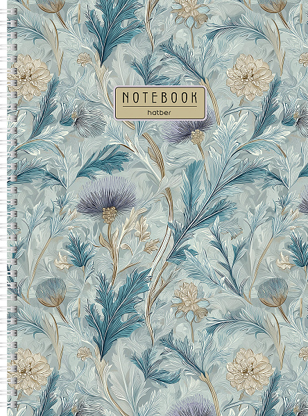 Тетрадь А4 80 листов в клетку тведый переплет на гребне "Флоранс" 60-65г/кв.м перфорация на отрыв глянц. ламин. 