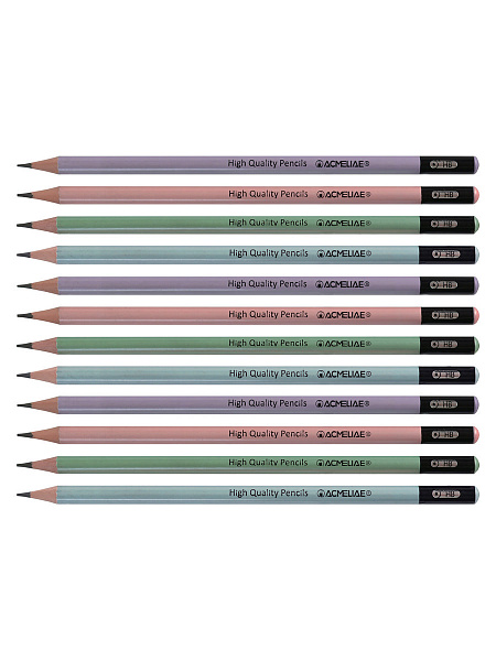 Карандаш ч/г HB ACMELIAE круглый, корпус перламутровый, 4 цвета корпуса,