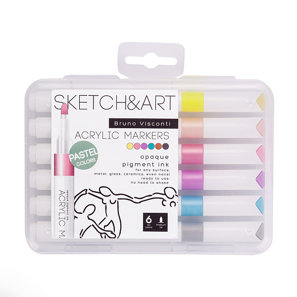 Набор маркеров акриловых  6 цв. "SKETCH&ART" ПАСТЕЛЬНЫЕ ЦВЕТА