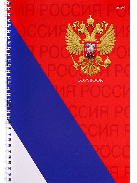 Тетрадь А4 60 л. кл. на гребне СИМВОЛЫ РОССИИ-1, цвет.мелов.обложка TМ"Profit"