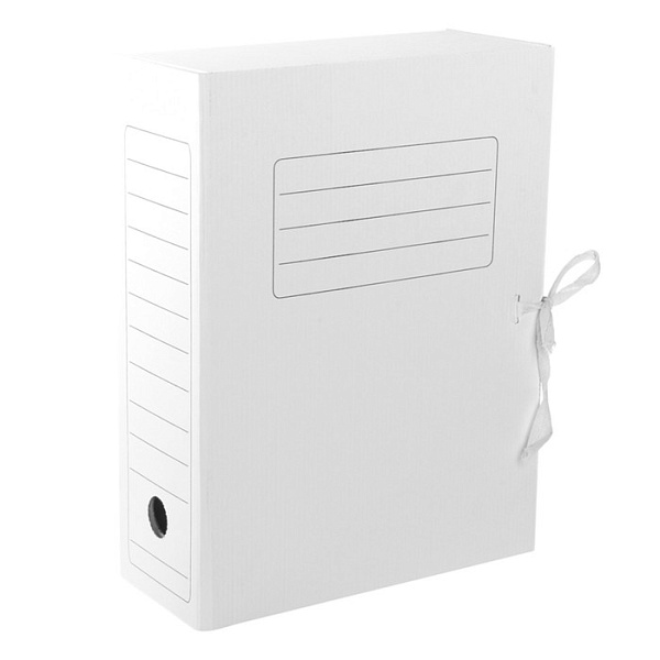 Папка архивная с завязками INDEX, микрогофрокартон, 100 мм, белая, до 900 листов