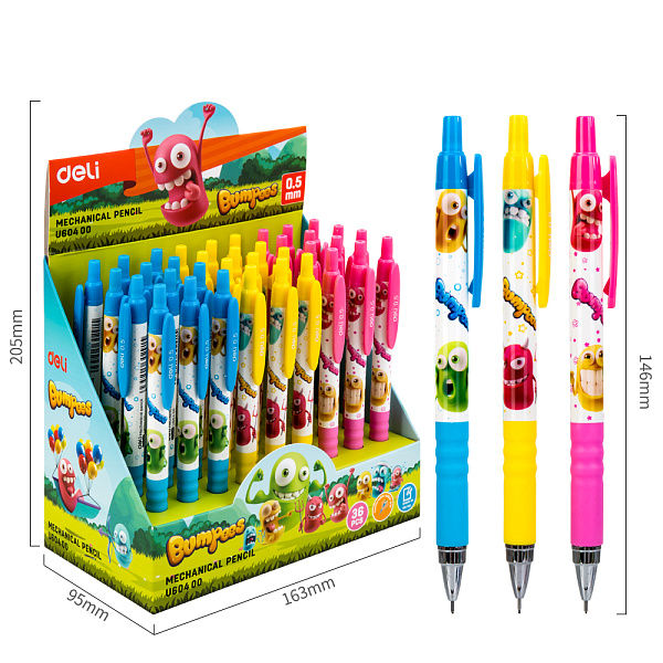 Карандаш механический 0,5 мм Deli Bumpees ластик пласт. корпус резиновый держатель ассорти