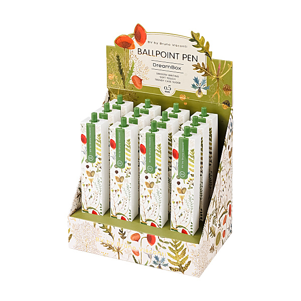 Ручка шариковая автомат. 0,5 мм "DREAMBOX.FLORA.ЛУГОВЫЕ ТРАВЫ" СИНЯЯ, В ПОДАРОЧНОМ ПЕНАЛЕ