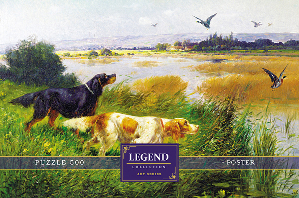 Пазлы 500 эл. А2ф 480х330мм LEGEND ART Series "Два спаниеля" в подарочн. коробочке + Постер "Premium"