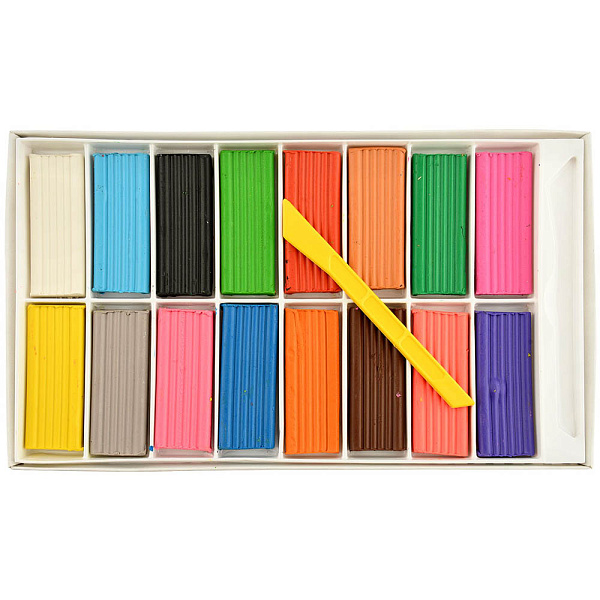 Пластилин мягкий (восковой) 16 цв. 240 гр.  "Каляка-Маляка" Для детского творчества, со стеком