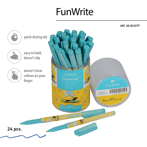 Ручка шариковая 0,5 мм FunWrite. Городская прогулка.Такса. СИНЯЯ