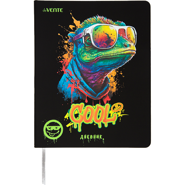 Дневник 1-11 кл. 48 л. "deVENTE. Cool Lizard" твердая обложка из искусственной кожи, шелкография, 1 ляссе, белая бумага 80 г/м², печать в 1 краску,