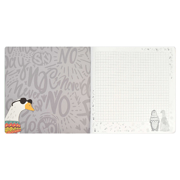 Блокнот 170*170 40 л. "АРТ-БРАТВА" /мягкий переплёт (2 скобы), полноцветная печать, матовая плёнка, Блок - белый офсет, 65 г/м², печать в одну краску, дизайнерский блок , эмбоссированна