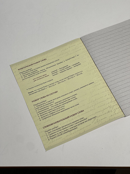 Тетрадь предметная 36 листов "Картинки"  Русский язык, со справочным материалом, обложка мелованная бумага, блок №2 (серые листы)