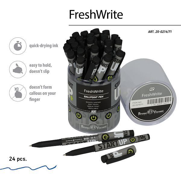 Ручка шариковая 0,7 мм "FreshWrite. Start-Up" СИНЯЯ
