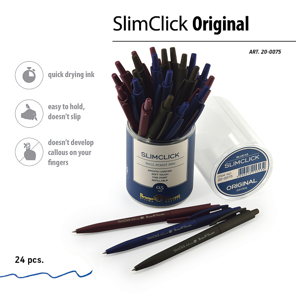 Ручка шариковая автомат. 0,5 мм SlimClick.ORIGINAL, Синяя (3 цвета корп)