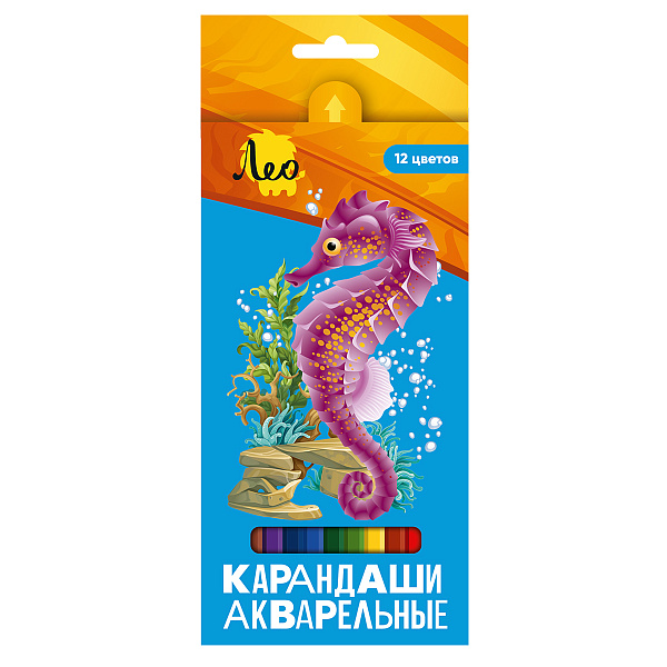 Карандаши 12 цв. акварельные "Лео"   "Ярко"заточенный