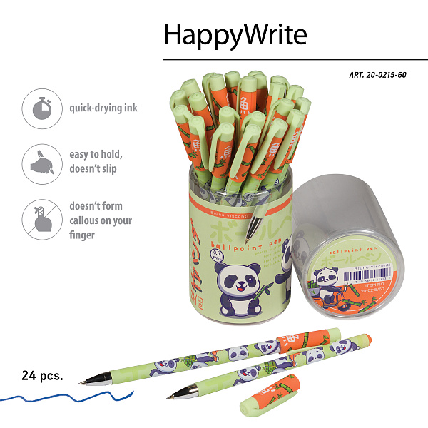 Ручка шариковая 0,5 мм "HappyWrite. KAWAII ANIMALS.Мишка" СИНЯЯ