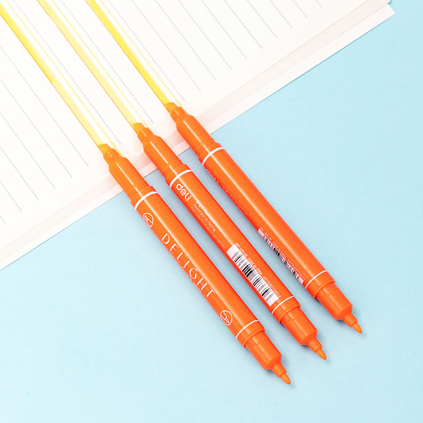 Маркер-текстовыделитель 1-4 мм Deli двойной пиш. наконечник оранжевый