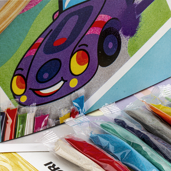 Картина из песка. Фреска. "Машинка"