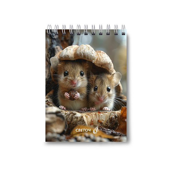 Блокнот А6 60 л. кл. на гребне "Мышки-шалунишки 01221  "Светоч"