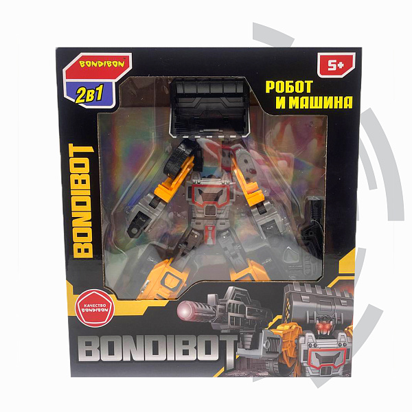 Трансформер 2в1 BONDIBOT Bondibon робот-строит. техника, экскаватор-погрузчик, цвет жёлтый, ВО