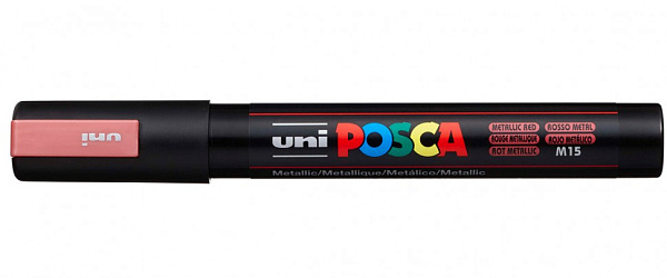 Маркер акрил. POSCA PC-5M красный металлик, 1.8 - 2.5мм, пулевидныйнаконечник(номер цвета М15)