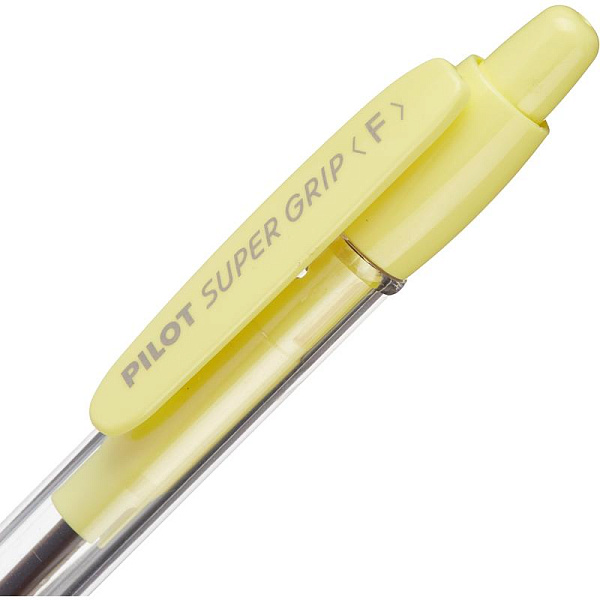 Ручка шариковая автомат. 0,7 мм Pilot Super Grip СИНЯЯ, резиновый грип, желтый корпус, чернила на масляной основе