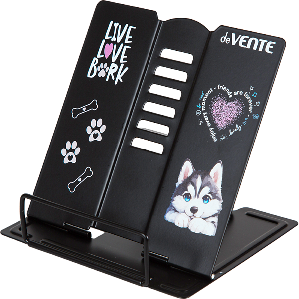 Подставка для книг метал. 15,4x15,2 см "deVENTE. Cute Husky" окрашенная, вес 235 г, с противоскользящими ножками, синяя, с полноцветным рисунком, в пластиковом пакете с европодвесом