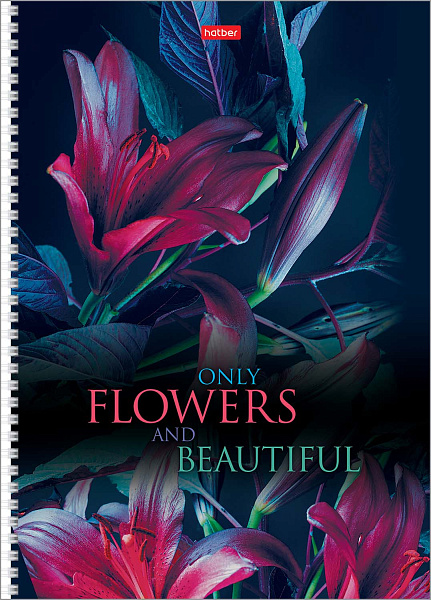 Тетрадь А4 96 л. кл. на гребне "Beautiful flower" перфорация на отрыв 65г/кв.м мат.4 диз.в блоке